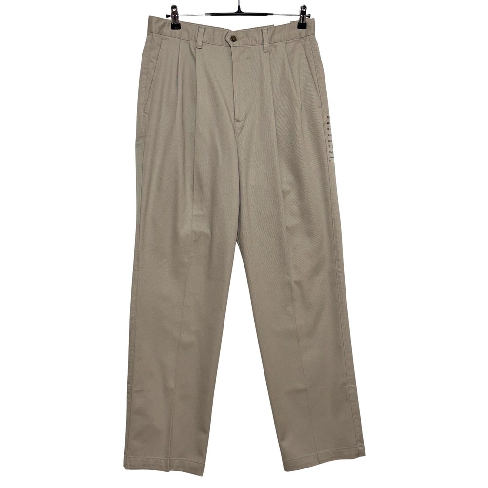 NEW Dockers Pants Mens 33x32 Tan Classic Fit Pleated No Wrinkle Twill Trousers